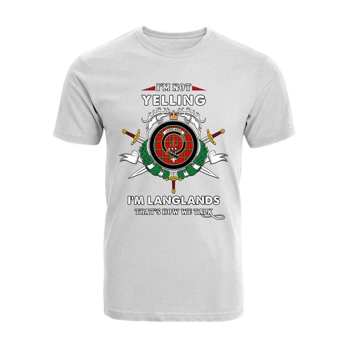 Langlands Tartan Crest T-shirt - I'm not yelling style