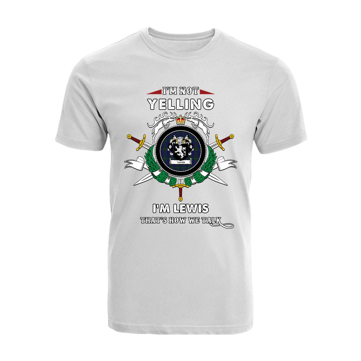 Lewis Tartan Crest T-shirt - I'm not yelling style