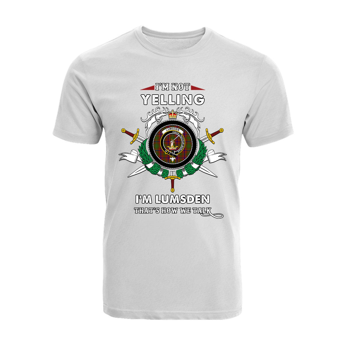 Lumsden Tartan Crest T-shirt - I'm not yelling style