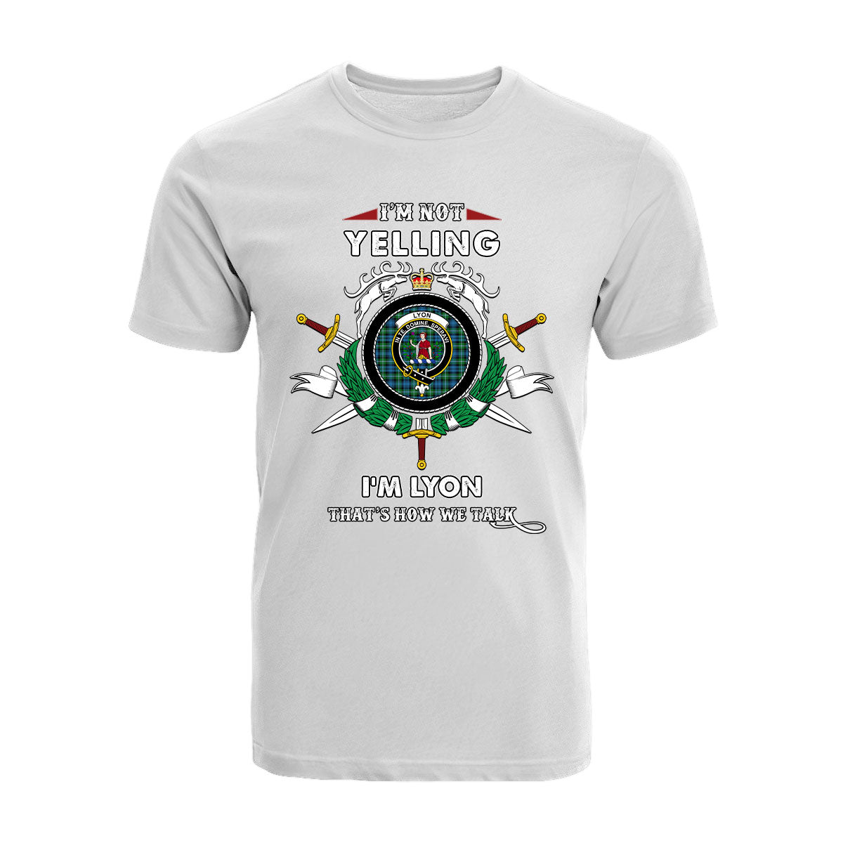 Lyon Tartan Crest T-shirt - I'm not yelling style