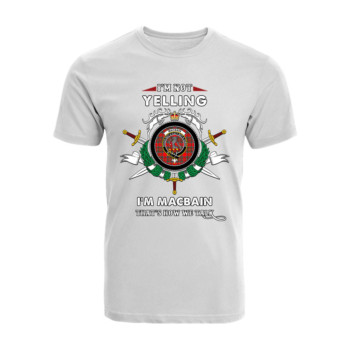 MacBain Tartan Crest T-shirt - I'm not yelling style