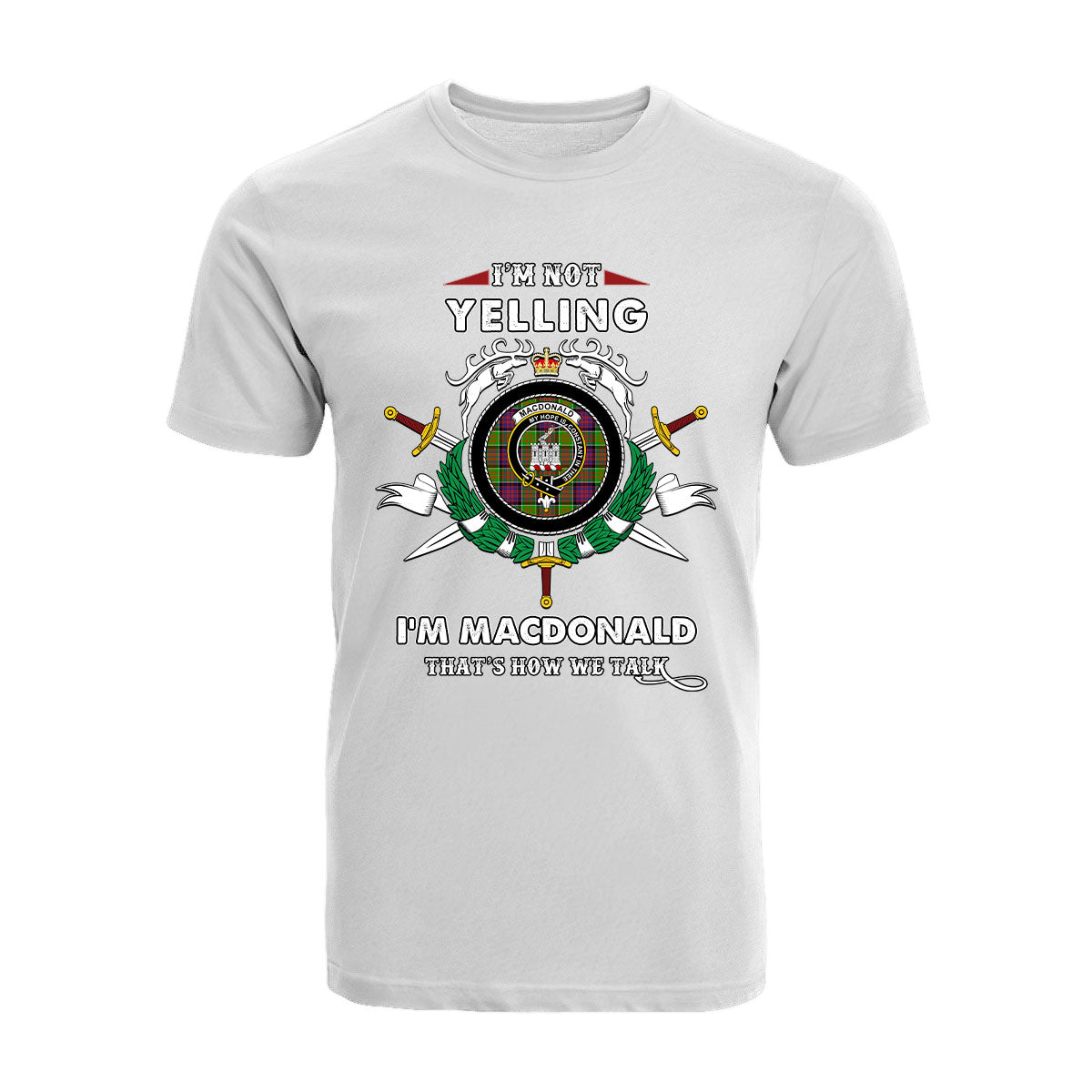 MacDonald Of Clanranald Tartan Crest T-shirt - I'm not yelling style