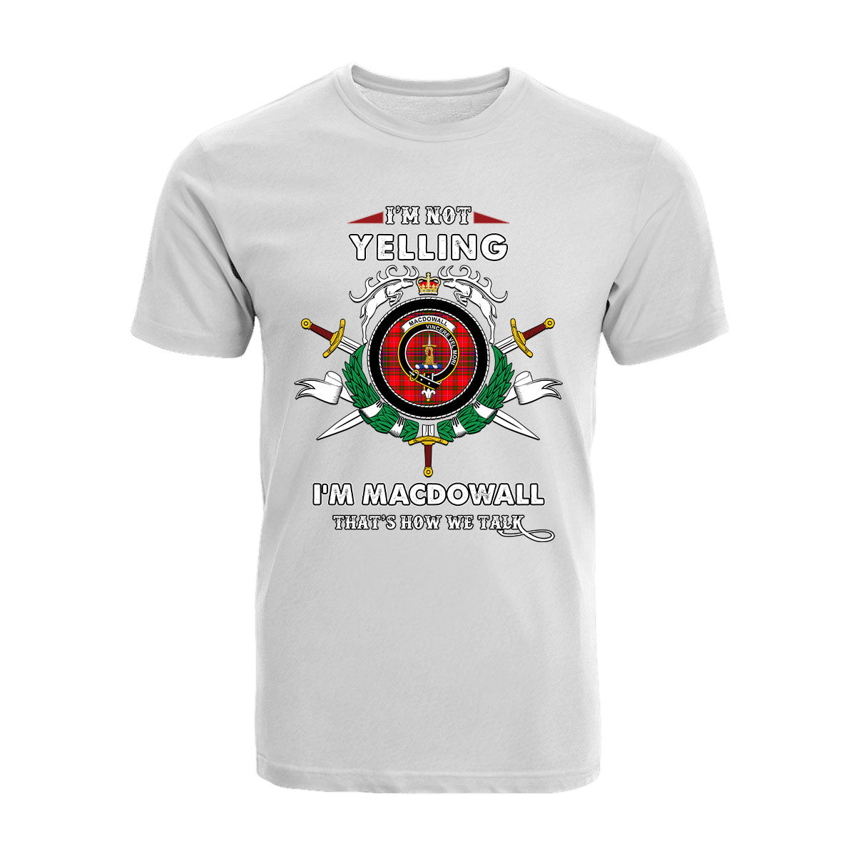 MacDowall Tartan Crest T-shirt - I'm not yelling style