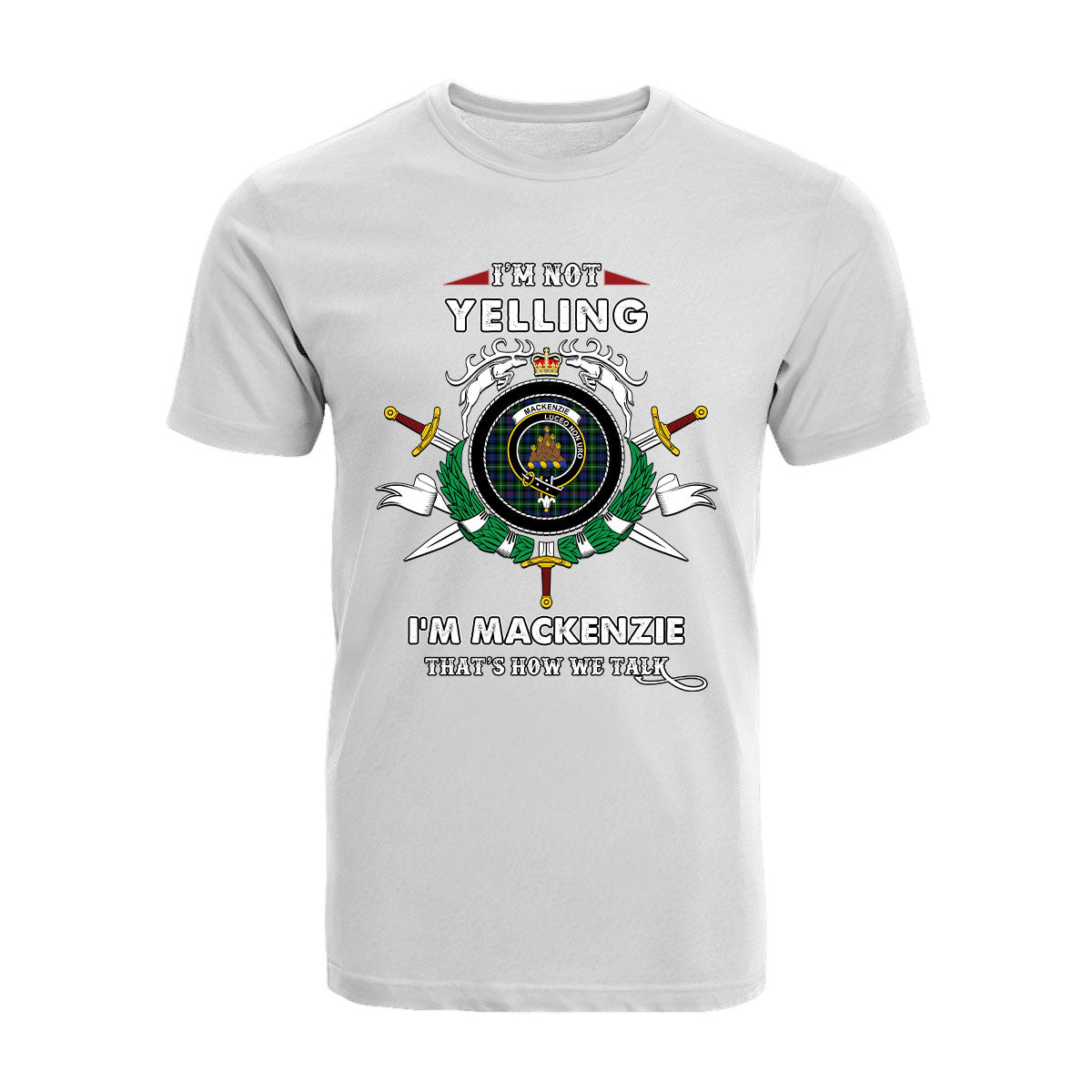 MacKenzie Tartan Crest T-shirt - I'm not yelling style