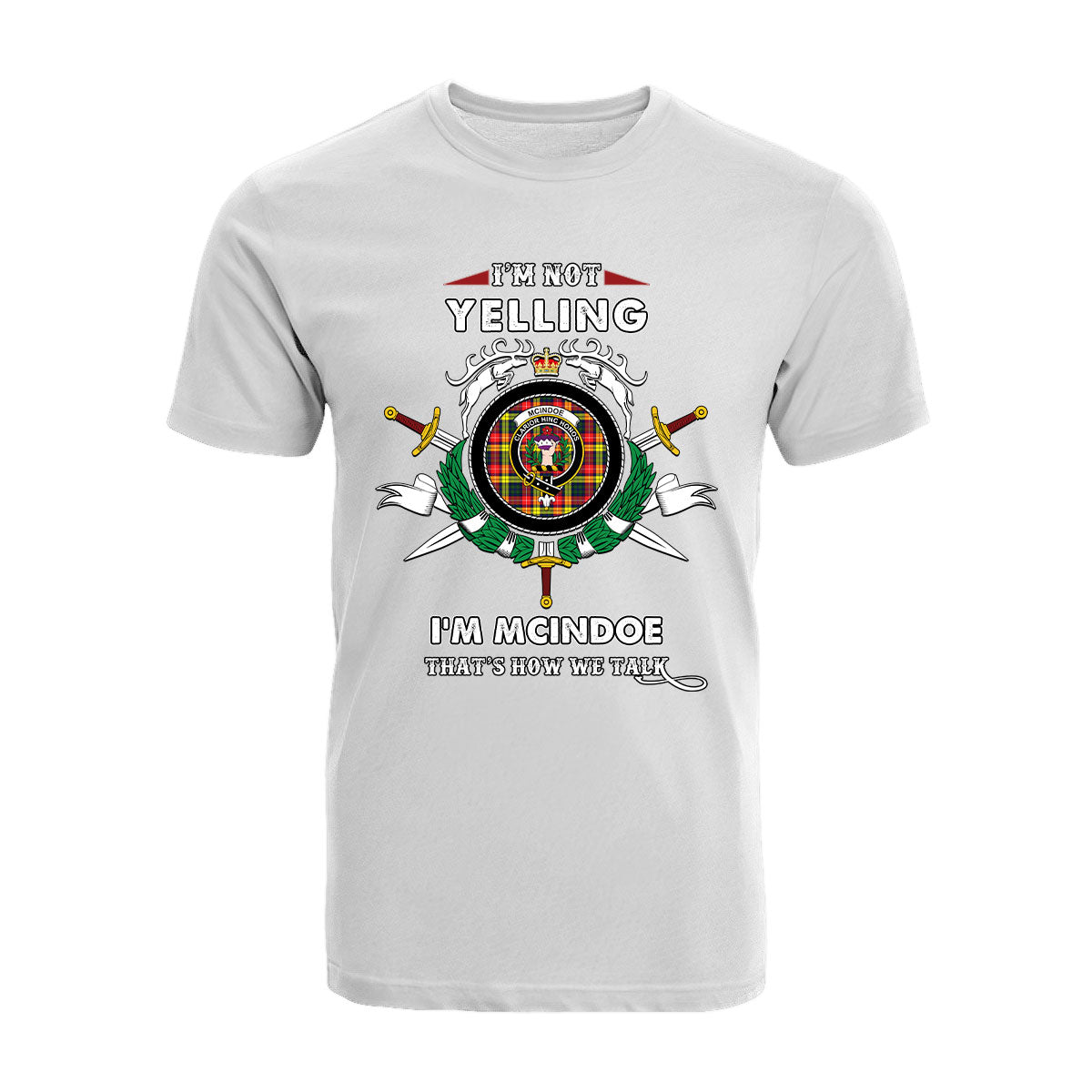 McIndoe Tartan Crest T-shirt - I'm not yelling style