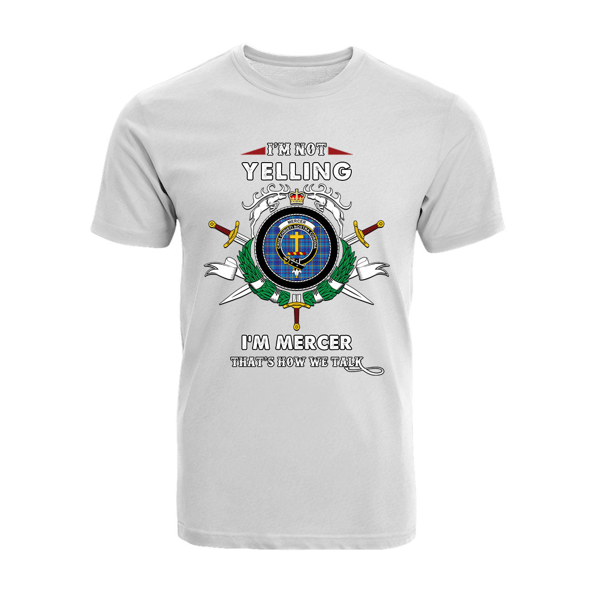 Mercer Tartan Crest T-shirt - I'm not yelling style