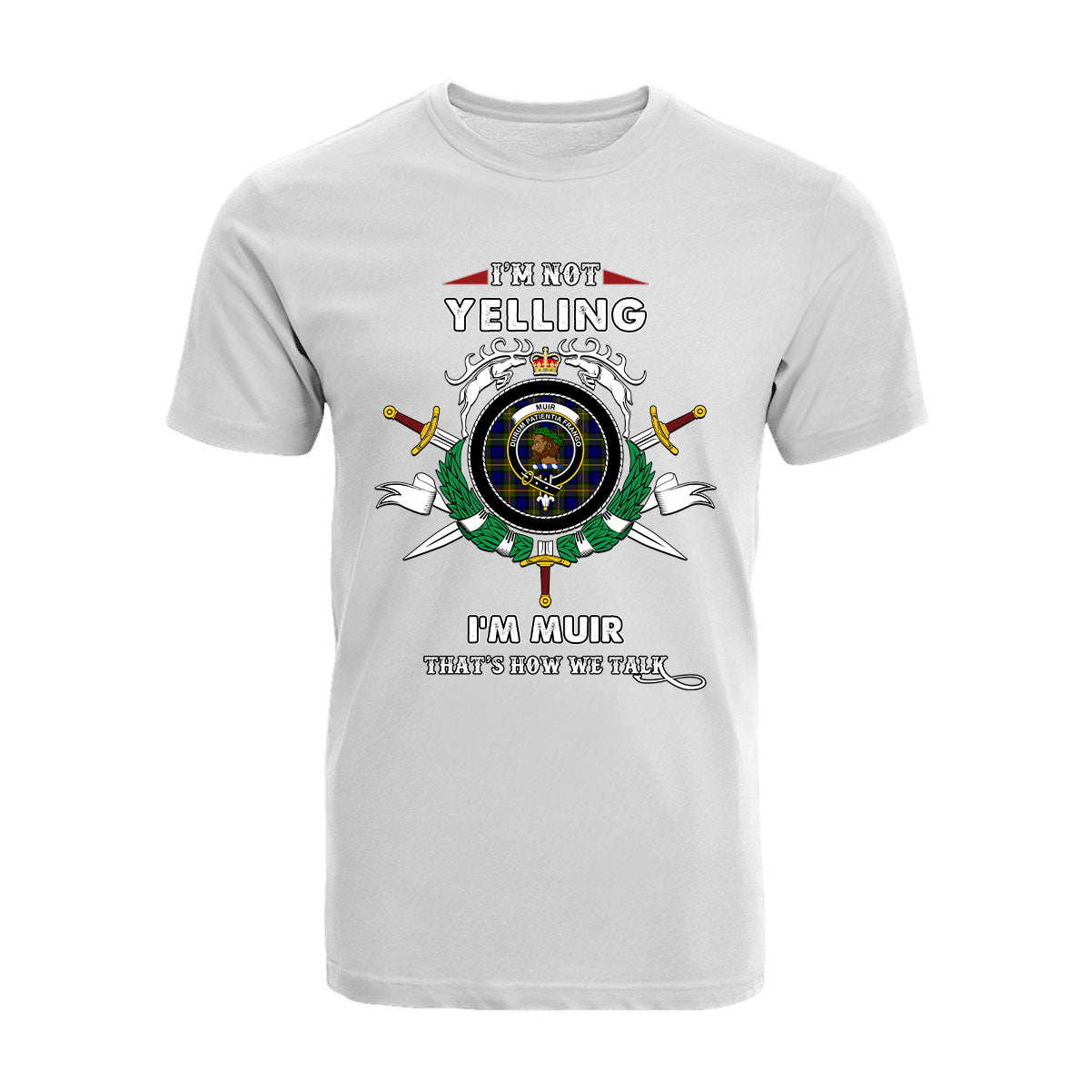 Muir Tartan Crest T-shirt - I'm not yelling style