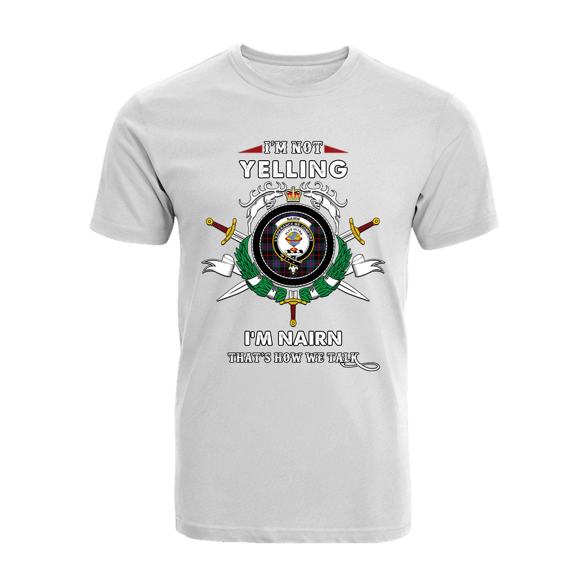 Nairn Tartan Crest T-shirt - I'm not yelling style