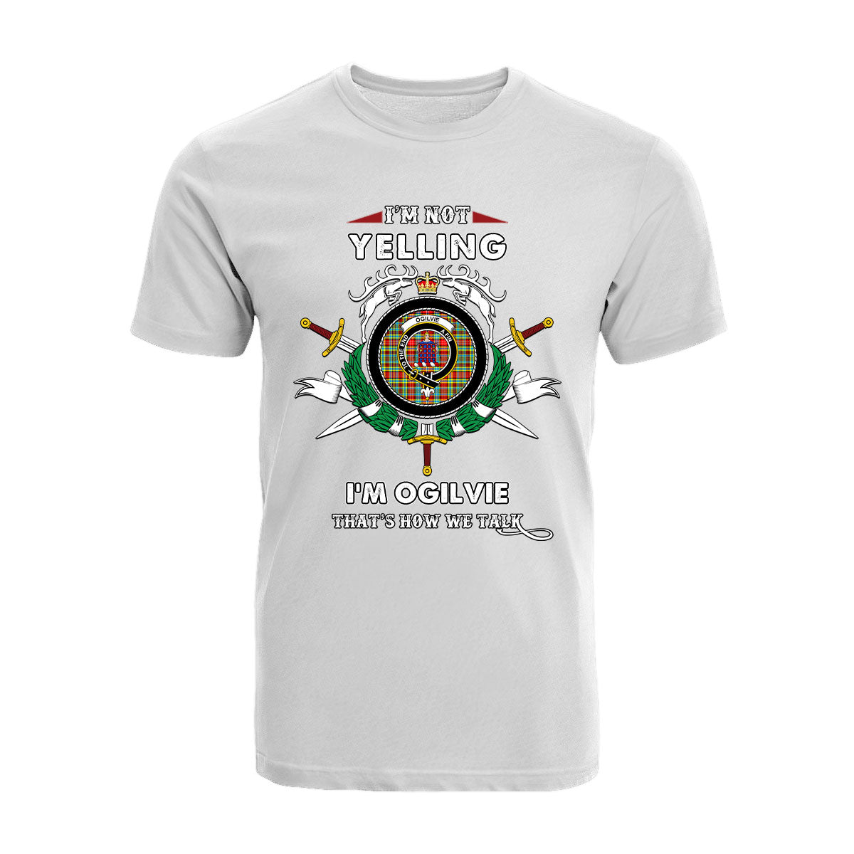 Ogilvie Tartan Crest T-shirt - I'm not yelling style