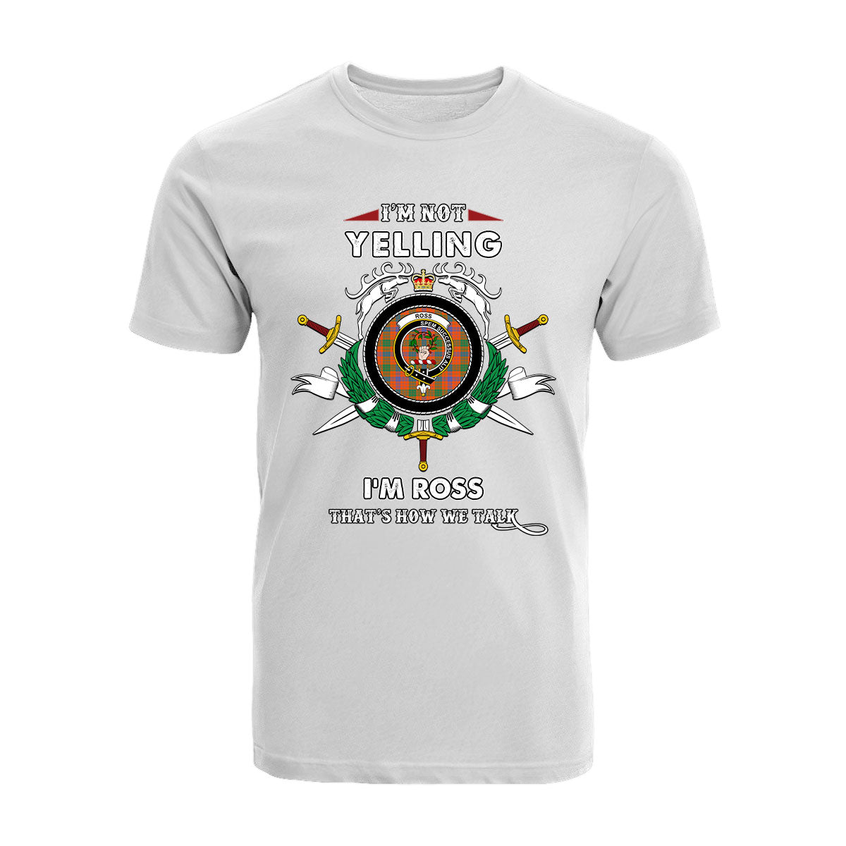 Ross Tartan Crest T-shirt - I'm not yelling style