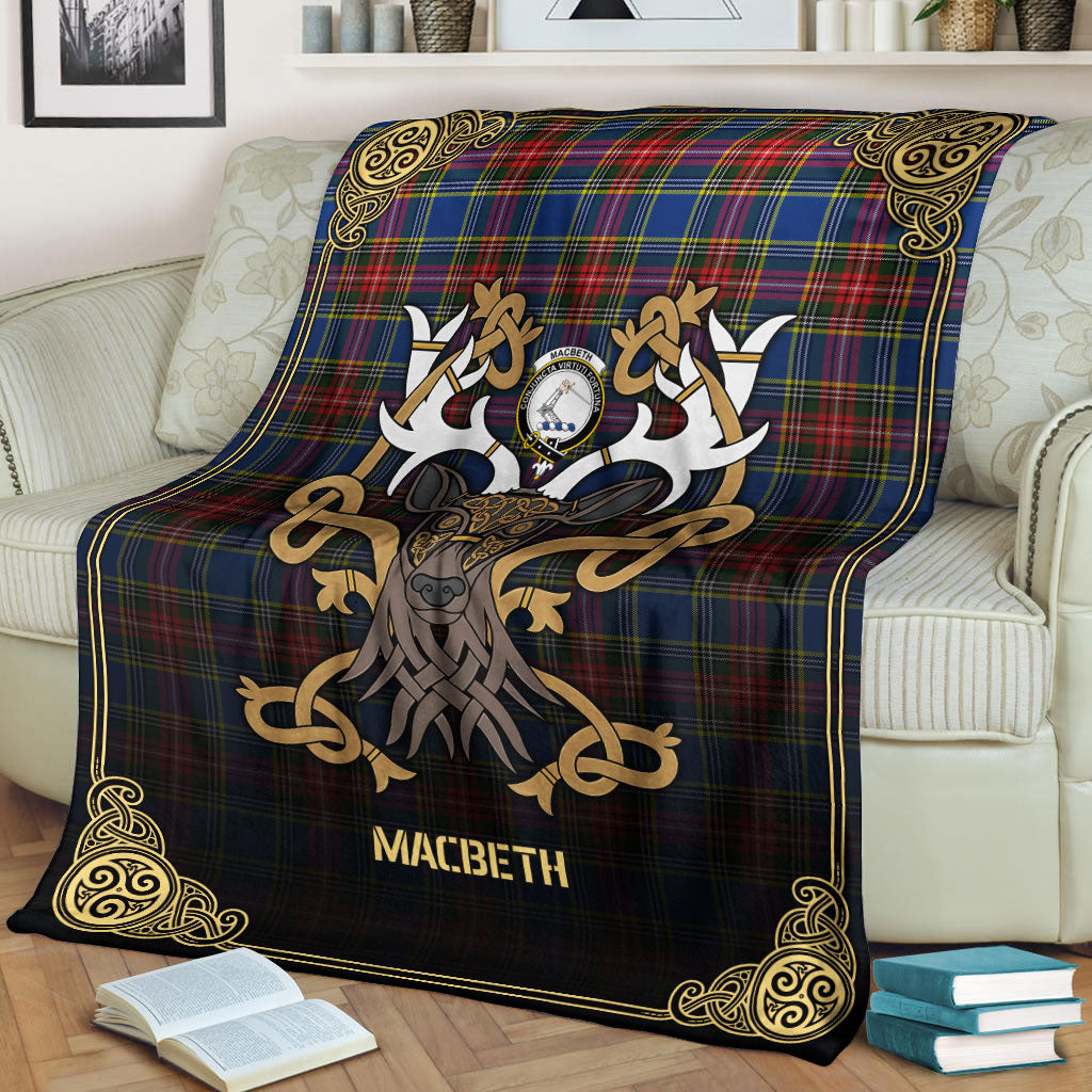 MacBeth Modern Tartan Crest Premium Blanket - Celtic Stag style