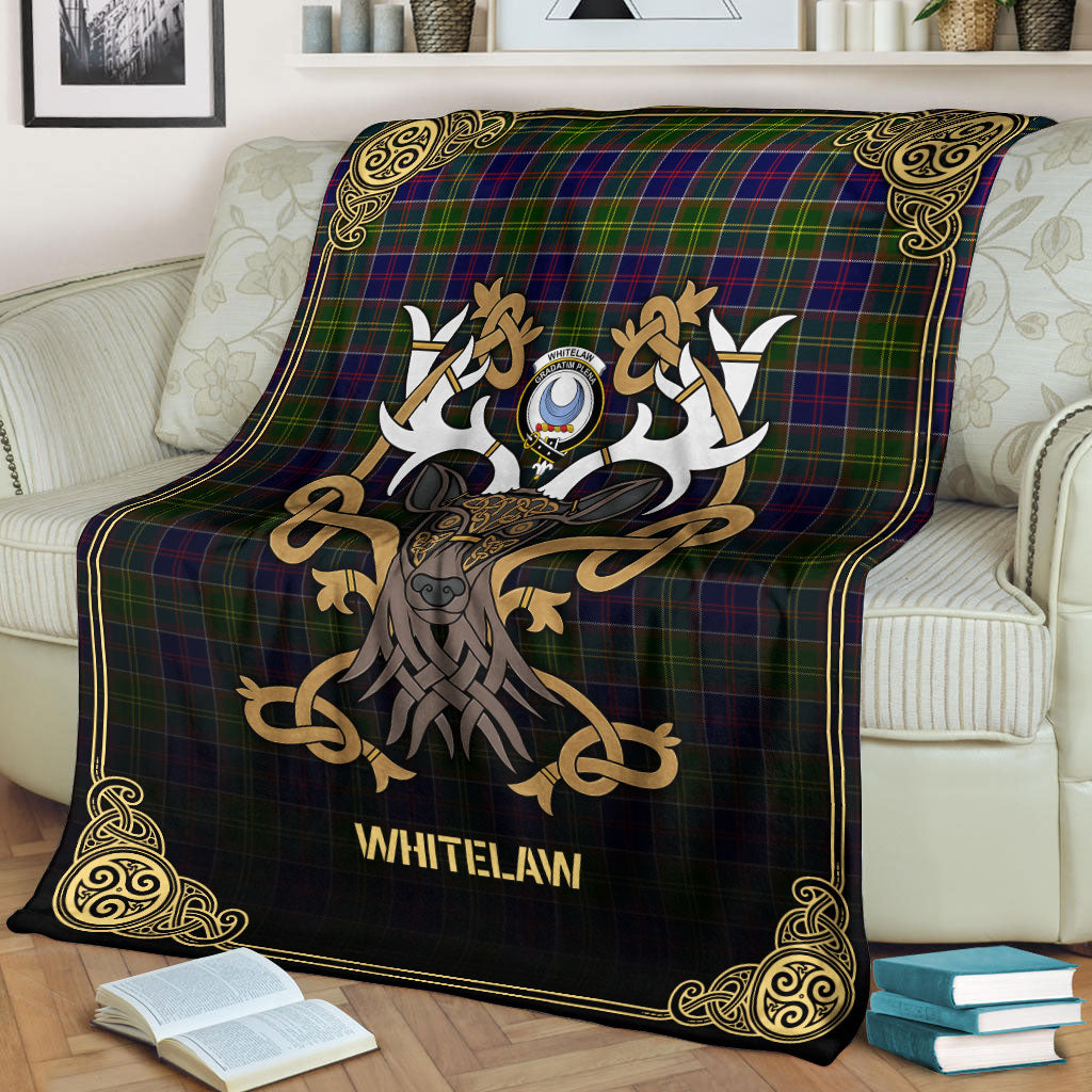 Whitelaw Tartan Crest Premium Blanket - Celtic Stag style