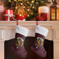 Broun Modern Tartan Crest Christmas Stocking