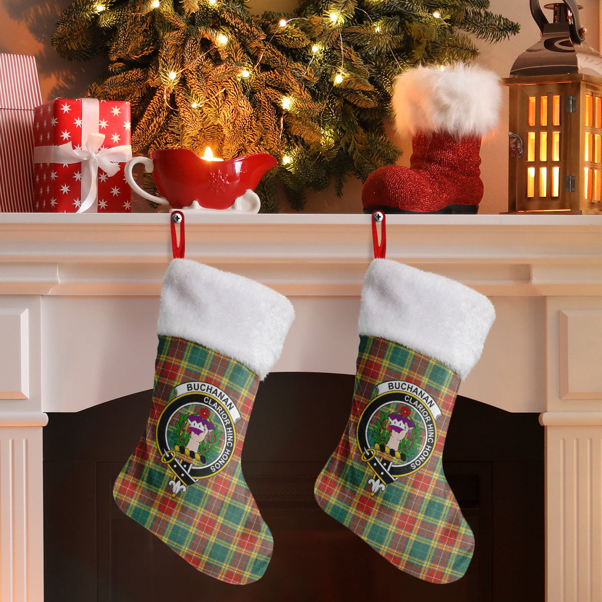 Buchanan Old Sett Tartan Crest Christmas Stocking