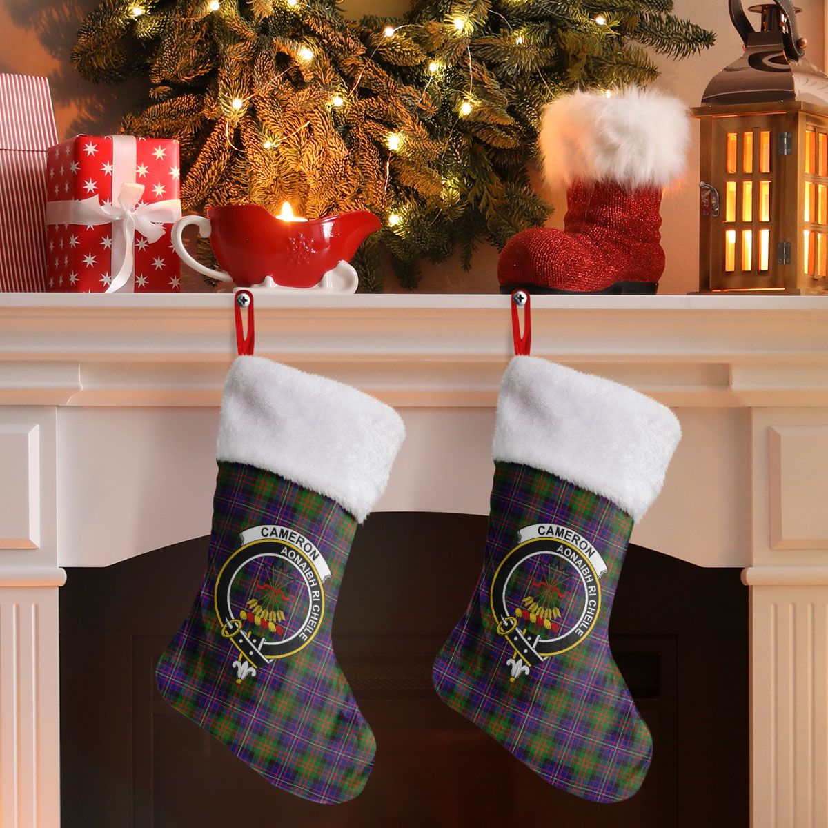 Cameron of Erracht Modern Tartan Crest Christmas Stocking