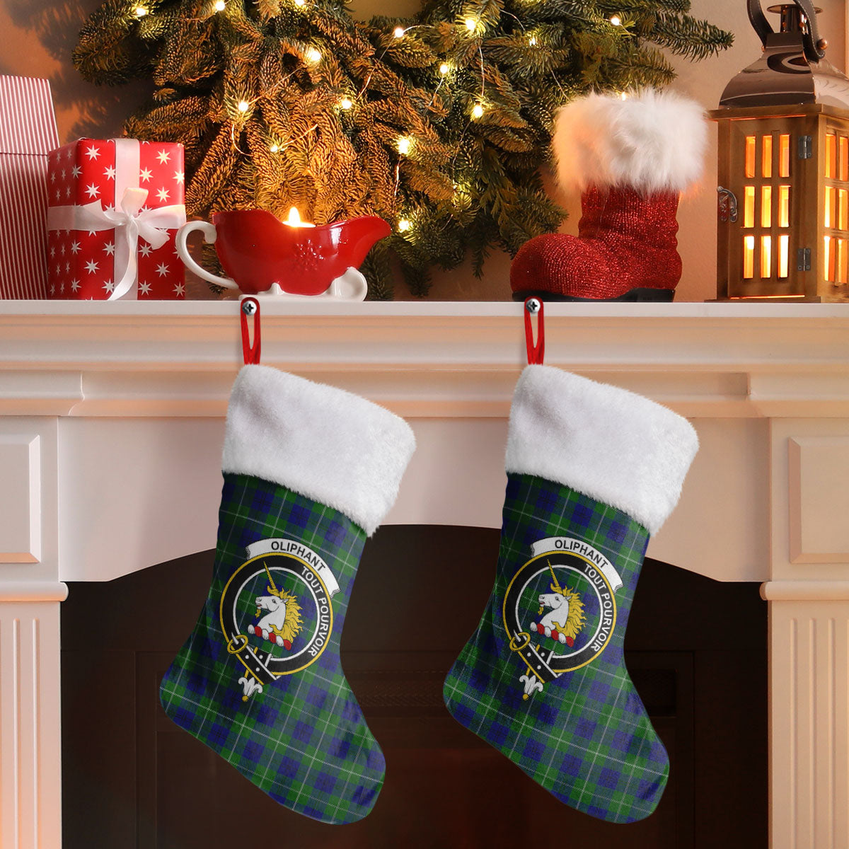 Oliphant Modern Tartan Crest Christmas Stocking