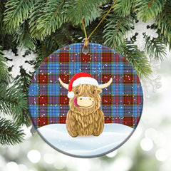 Anderson Modern Tartan Christmas Ceramic Ornament - Highland Cows Style