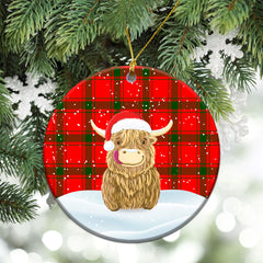 Darroch (Gourock) Tartan Christmas Ceramic Ornament - Highland Cows Style