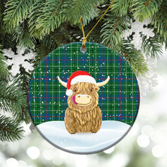 Duncan Ancient Tartan Christmas Ceramic Ornament - Highland Cows Style