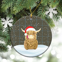 Haig Check Tartan Christmas Ceramic Ornament - Highland Cows Style
