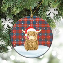 Hamilton Ancient Tartan Christmas Ceramic Ornament - Highland Cows Style