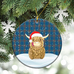 Wiley Tartan Christmas Ceramic Ornament - Highland Cows Style