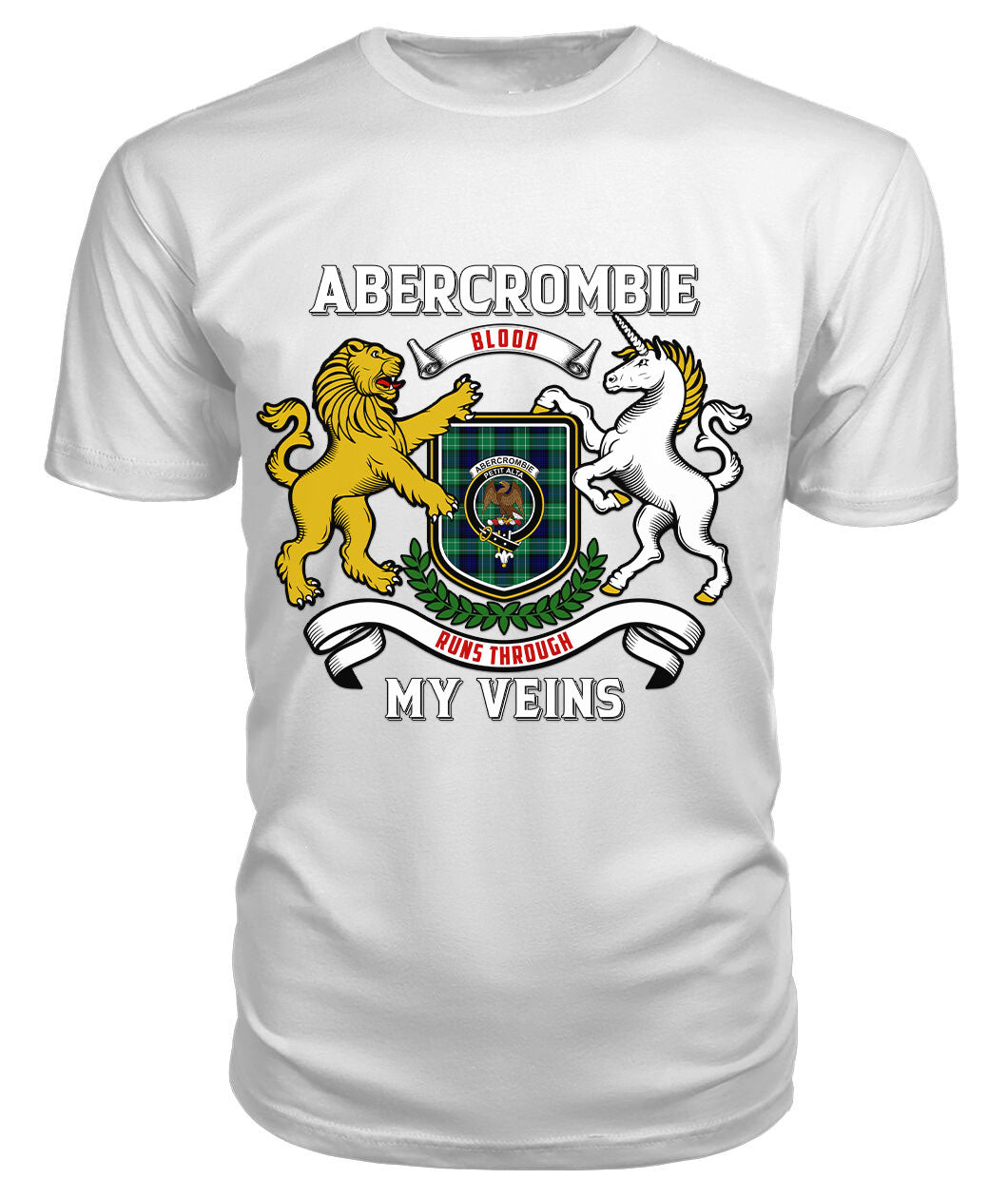 Abercrombie Tartan Crest 2D T-shirt - Blood Runs Through My Veins Style