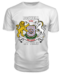 Boswell Modern Tartan Crest 2D T-shirt - Blood Runs Through My Veins Style