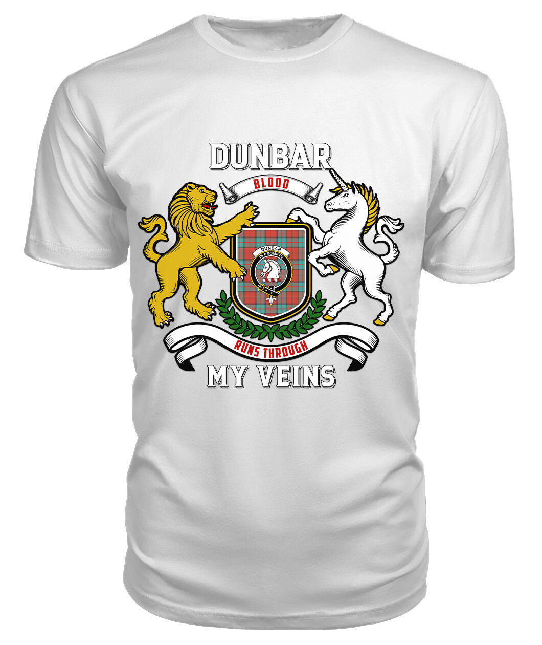 Dunbar Ancient Tartan Crest 2D T-shirt - Blood Runs Through My Veins Style