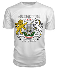 Glendinning Tartan Crest 2D T-shirt - Blood Runs Through My Veins Style