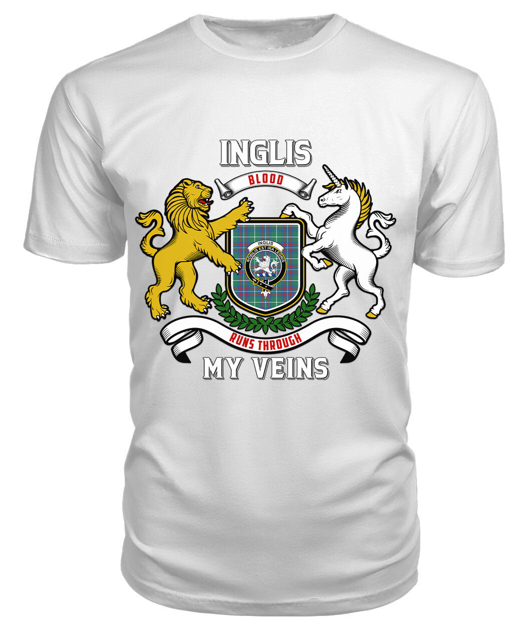 Inglis Ancient Tartan Crest 2D T-shirt - Blood Runs Through My Veins Style