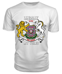 Lindsay Ancient Tartan Crest 2D T-shirt - Blood Runs Through My Veins Style