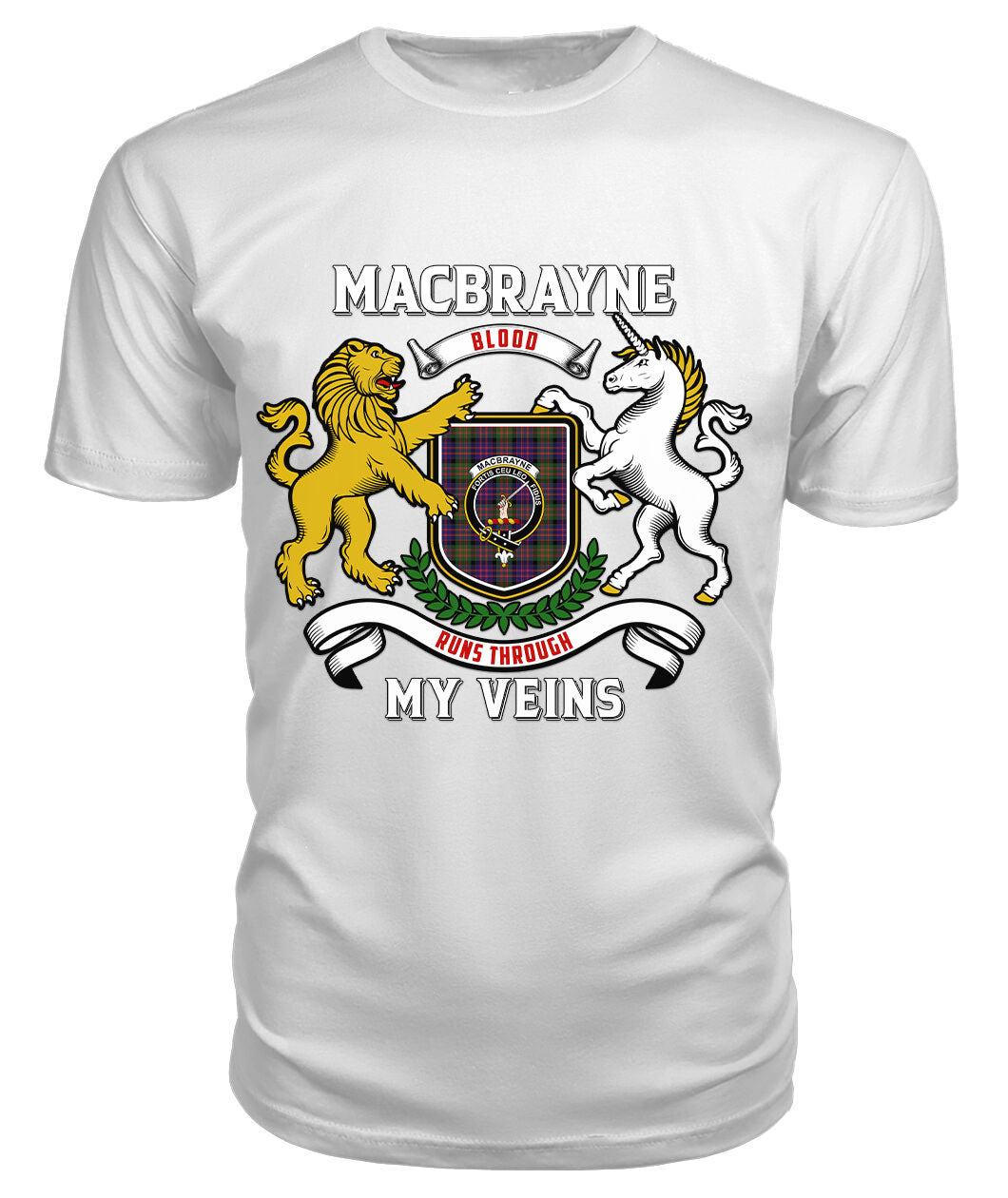 MacBrayne Tartan Crest 2D T-shirt - Blood Runs Through My Veins Style