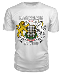 MacFarlane Black _ White Tartan Crest 2D T-shirt - Blood Runs Through My Veins Style