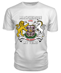 MacPherson Hunting Modern Tartan Crest 2D T-shirt - Blood Runs Through My Veins Style