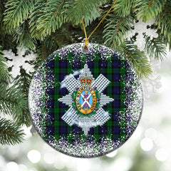 Black Watch Tartan Christmas Ceramic Ornament - Snow Style