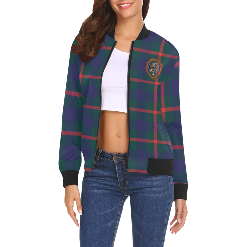 Agnew Family Modern Tartan Crest Bomber Jacket