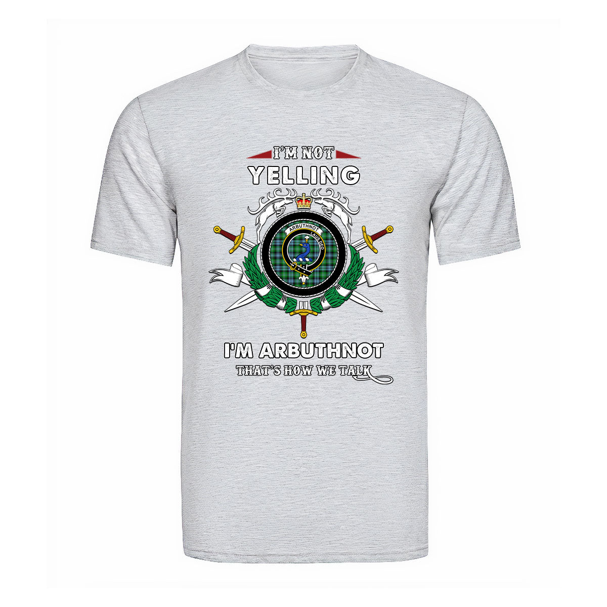 Arbuthnot Tartan Crest T-shirt - I'm not yelling style