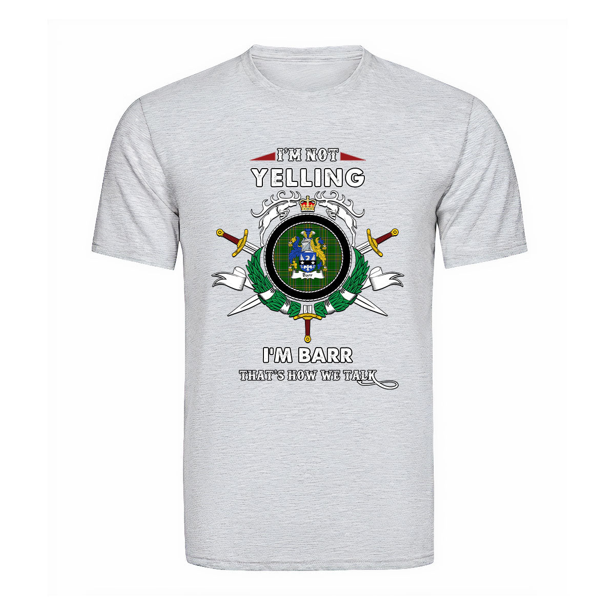 Barr Tartan Crest T-shirt - I'm not yelling style