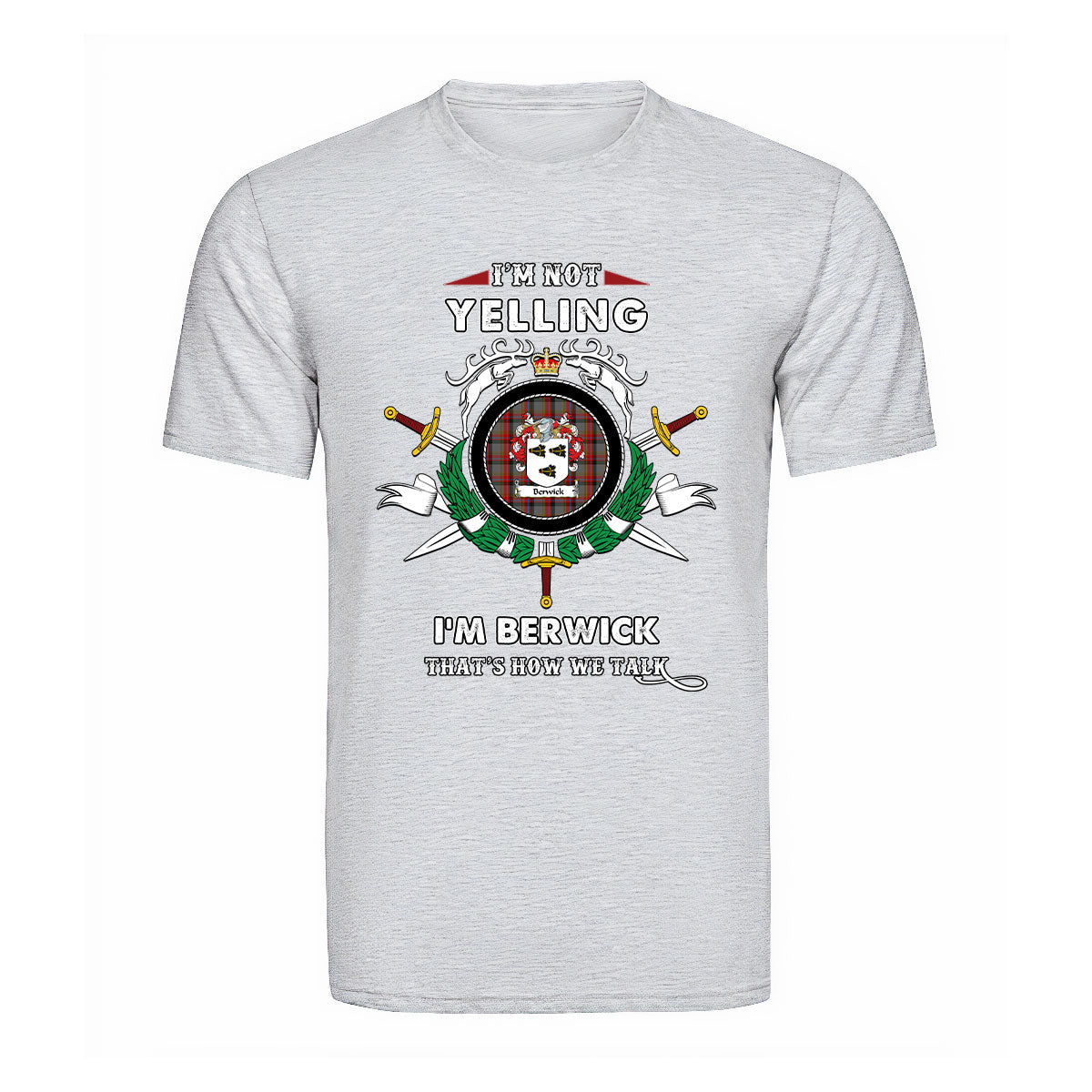 Berwick Tartan Crest T-shirt - I'm not yelling style