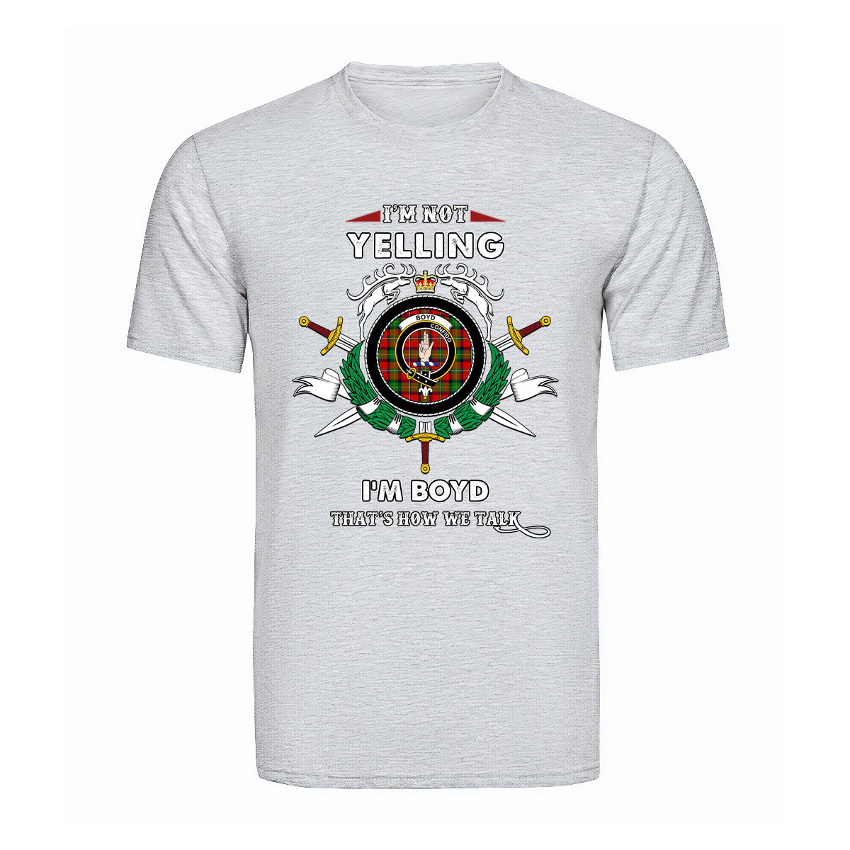 Boyd Tartan Crest T-shirt - I'm not yelling style