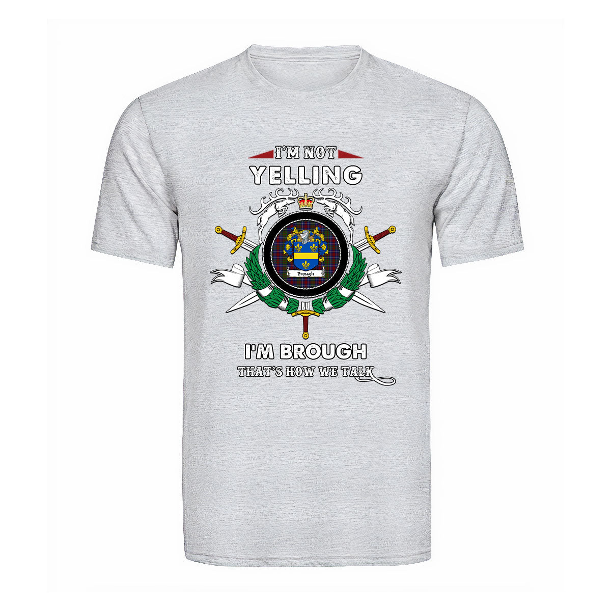 Brough Tartan Crest T-shirt - I'm not yelling style