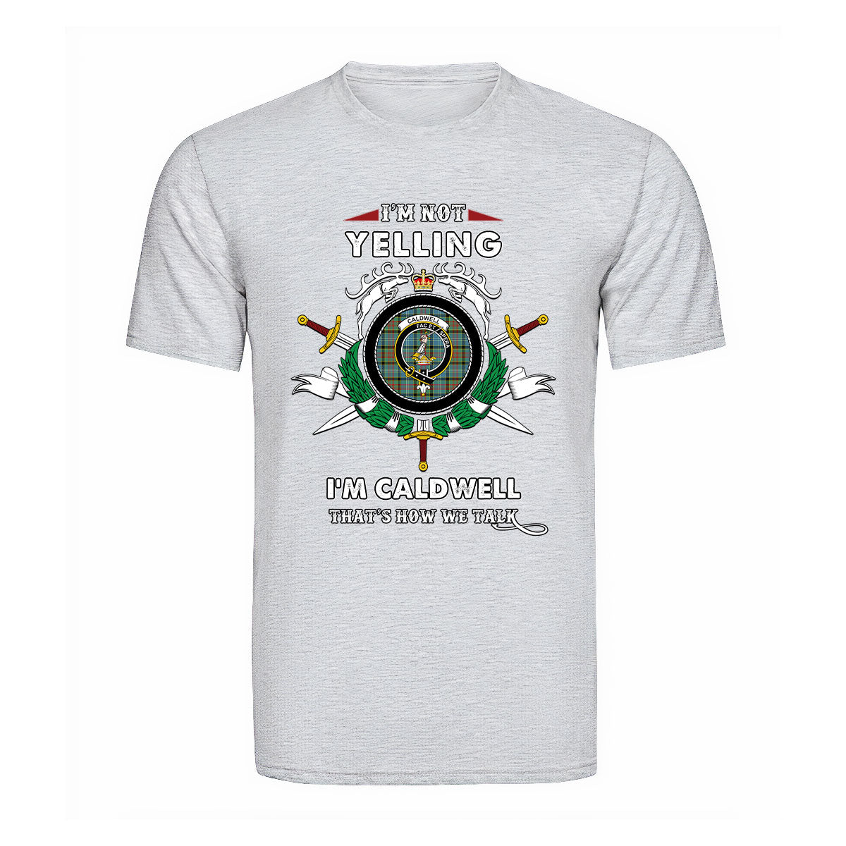 Caldwell Tartan Crest T-shirt - I'm not yelling style