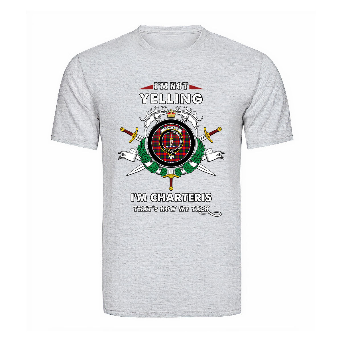 Charteris Tartan Crest T-shirt - I'm not yelling style