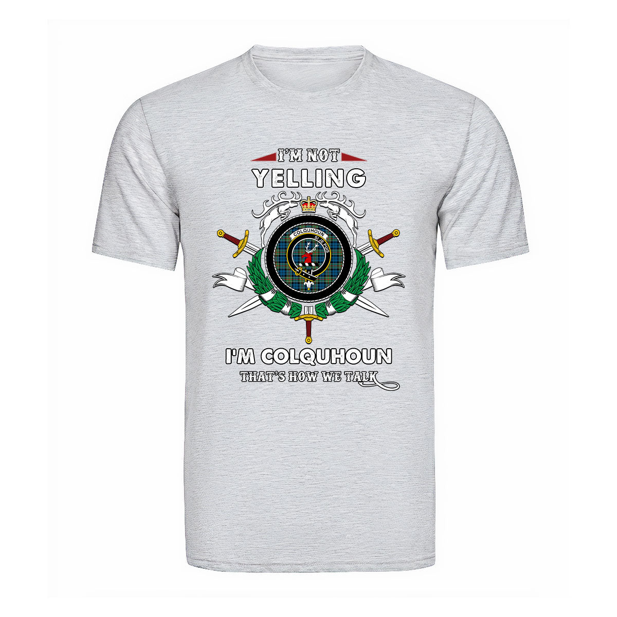 Colquhoun Tartan Crest T-shirt - I'm not yelling style