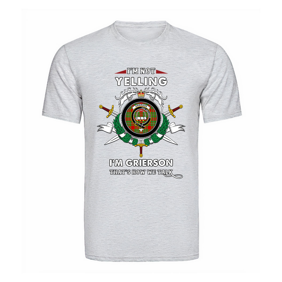 Grierson Tartan Crest T-shirt - I'm not yelling style