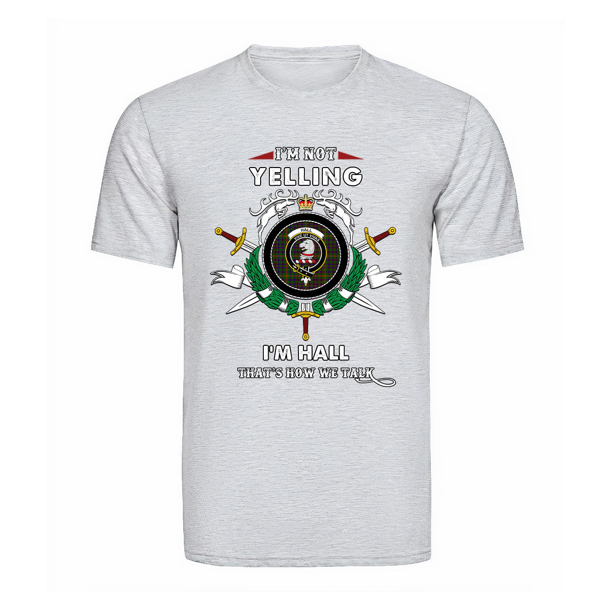 Hall Tartan Crest T-shirt - I'm not yelling style