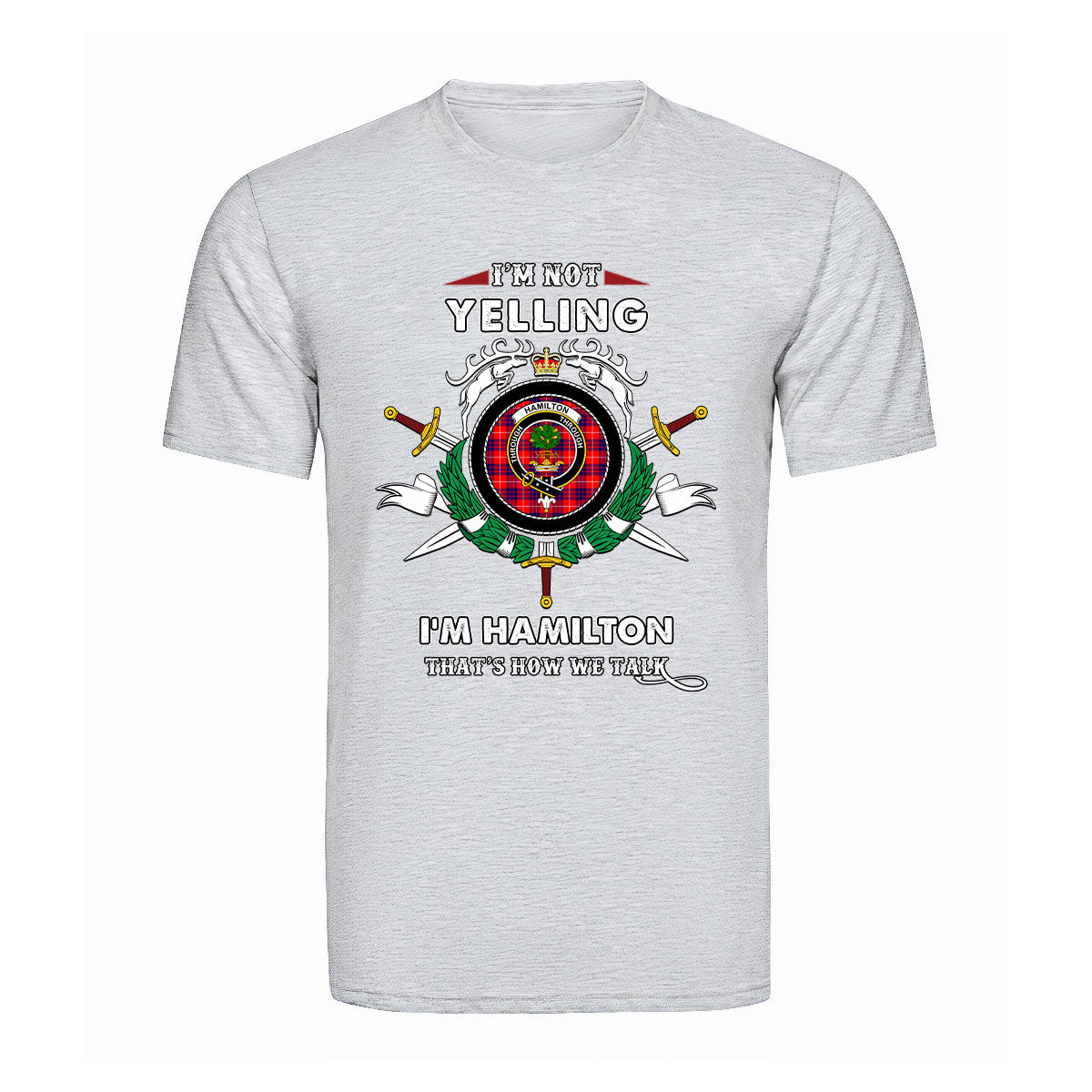 Hamilton Tartan Crest T-shirt - I'm not yelling style