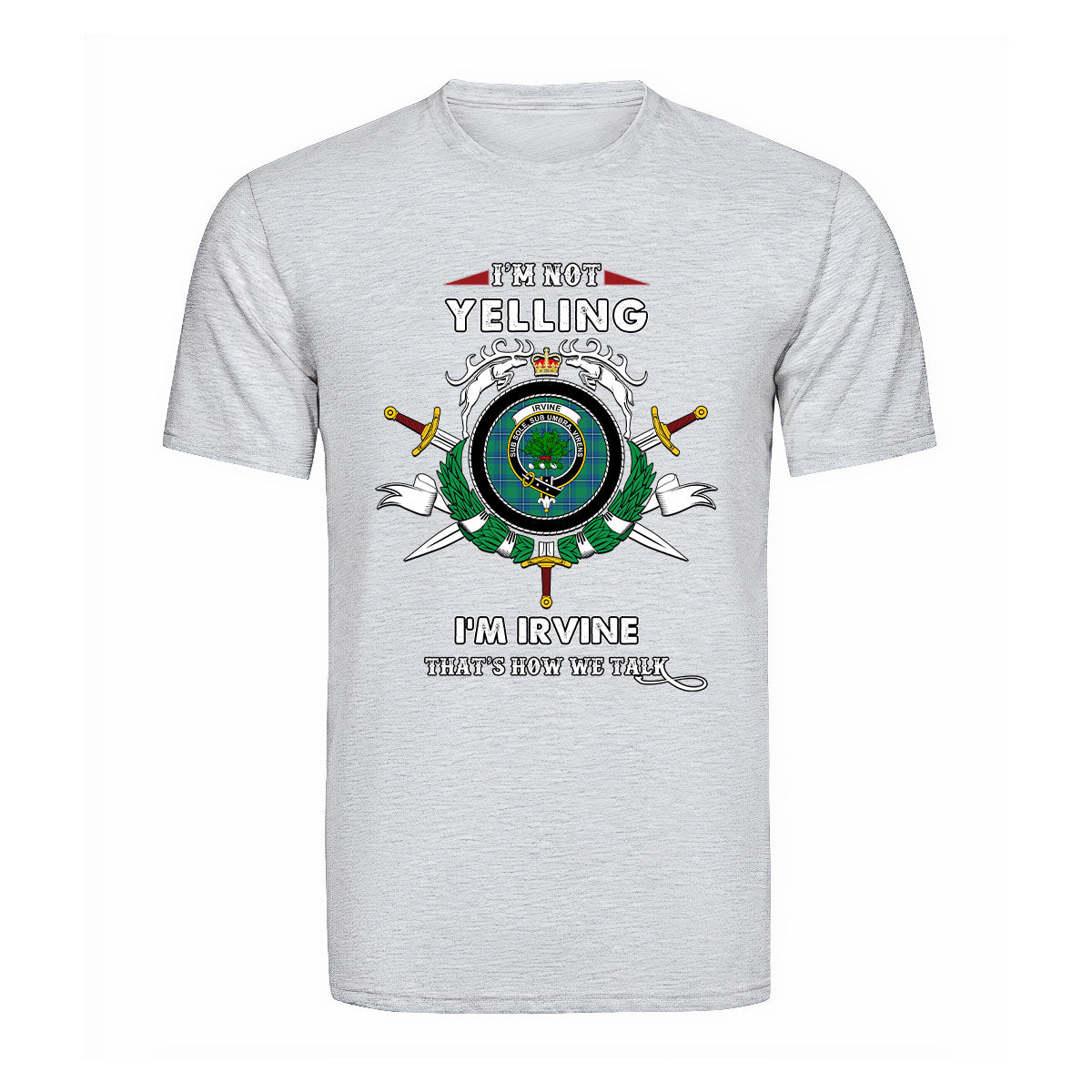 Irvine Tartan Crest T-shirt - I'm not yelling style