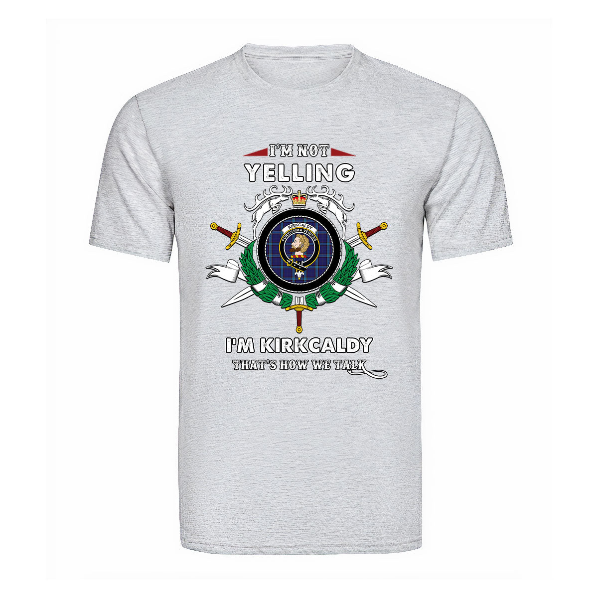 Kirkcaldy Tartan Crest T-shirt - I'm not yelling style